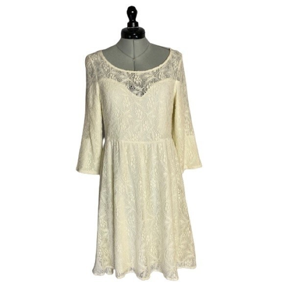 Free People Shake It Up Dress Mini Lace Shear Summer Bridal Size Medium - Picture 1 of 7